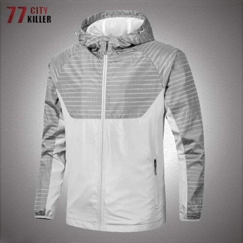 SportWear Jacket Men Spring Autumn Thin Hooded Breathable Hiking Running Coats Mens Outdoor Sports Quick Dry Bomber Jackets