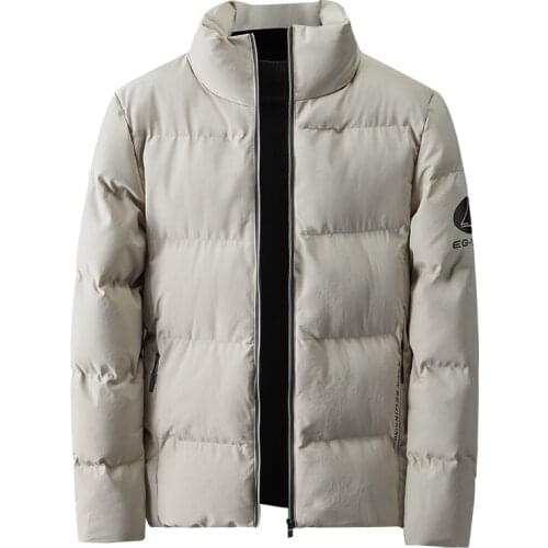 LUCLESAM Men Winter Warm Thicken Down Coat Mens Fashion Stand Collar Slim Fit Bubble Jacket jaqueta puffer masculina