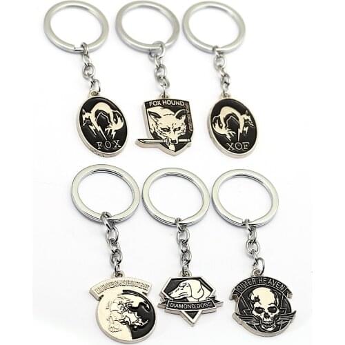 Metal Gear Solid Keychain Outer Heaven DiamondDogs Foxhound Pendant Key Ring Holder Car Bag Key Chain Chaveiro Game Jewelry
