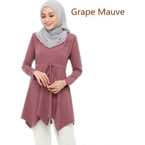 Fashion High Quality Casual Girls Blouse Long Sleeve Casual Top Islamism Blouses for Muslim Women Islamic Tunic Many Colors 02