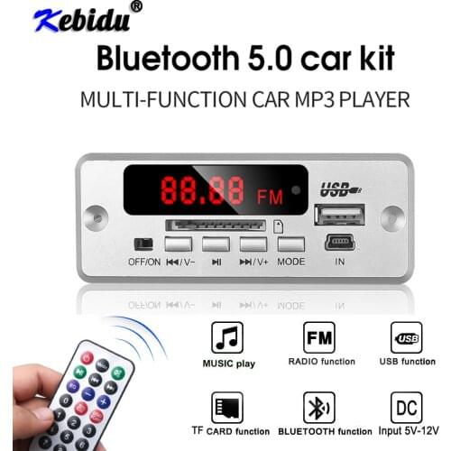 Kebidu New Bluetooth5.0 MP3 Decoder Board Module Wireless Car MP3 Music Player LED Display Support TF Card Slot USB FM + Remote