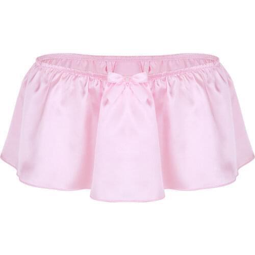 Mens Sissy Panties Sexy Lingerie Shiny Satin Ruffled Brief Skirted Panties G-string Gay Underwear Erotic Lingerie Shorts Skirted