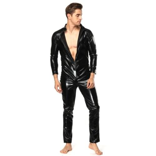 Man Underwear Fetish Gay Latex Jumpsuit Wetlook Pants Erotic Tight Bodysuit Pants BDSM Bondage Gay Clothes for Polo Dance Party