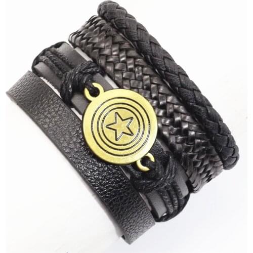New Arrival Vintage Wing Star Charm Weave Beads Women Leather Bracelets Men 4 Pcs/set Free Shipping Femme Homme Male Jewelry