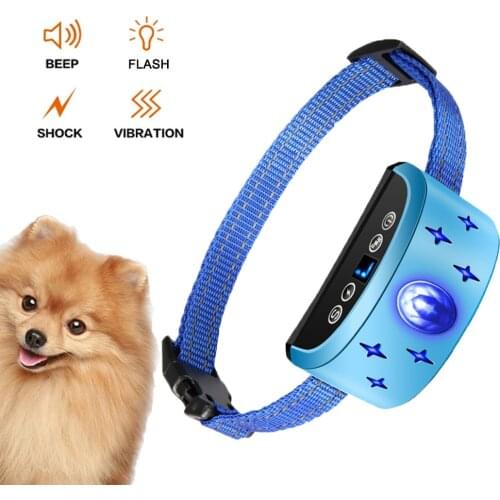 Dog Electric Shock Collar Training Rechargeable Waterproof Stop Barking Anti Bark Device Dog Training For Shock Vibration Sound