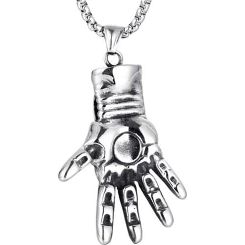 Titanium Steel Motorcycle Hand Retro Tide Male Exaggerated Stainless Steel Gloves Sports Pendant Necklace