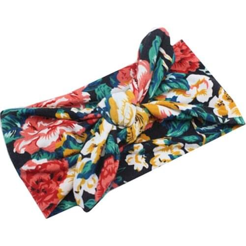 Flower Floral Printing Bow Hairband Turban Knot Rabbit Headband Headwear Hair Ornaments For Baby Children Kids CC7660
