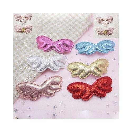Sew on 8.5*3cm 40pcs/lot Shiny Angel wing Padded Appliques for Cloth Decoration and Hair Accessories free shipping