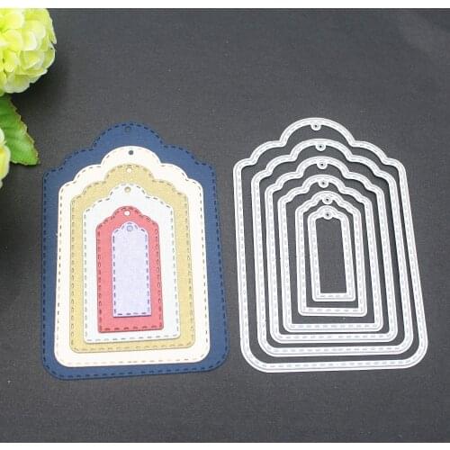 Six sets of Stitched Tag DIE SET for Cards Scrapbook Craft Dies Scrapbooking Die Carbon Steel Embossing Cutting Die 120*81mm die