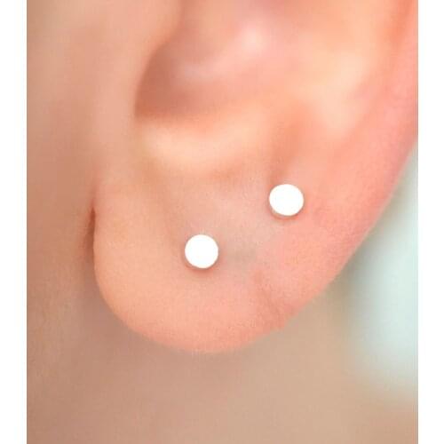 Laramoi Round Women Earrings Gift Party Wedding Stainless Steel Gold Silver Plated Geometric Mini Earrings Jewelry