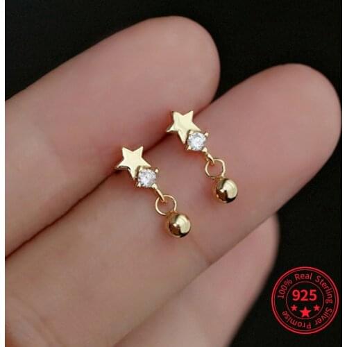 925 Sterling Silver Shiny Star Tassel Earrings 14k Gold Long Earrings Temperament Petty Bourgeois Girlfriend Jewelry Gift