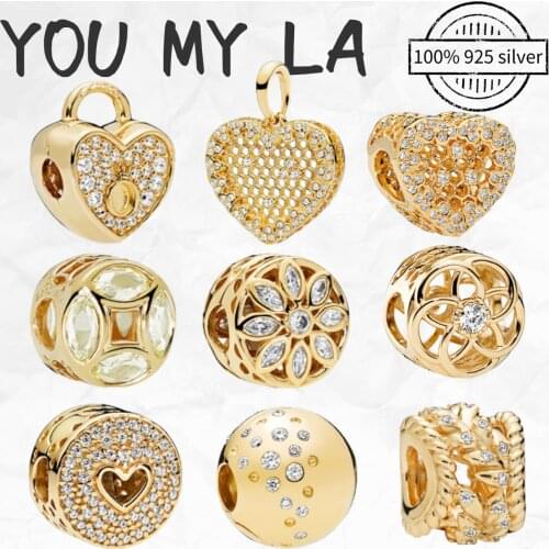 Original Pando Charms 925 Sterling Silver Bead Fit Snake Chain Love Heart Charm Bracelet DIY Women Jewelry Gift