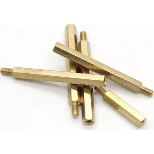 1pcs/lot M3*4/5/6/7/8/9/11/12/14/16/18/20/22/25/30/35/40/45 Male 6mm Brass Standoff Spacer