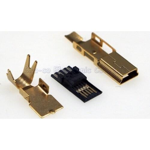 10set DIY 3 in 1 Gold-plated usb2.0 connector Mini5P Mini 5P Male Plug Welded Wire Type