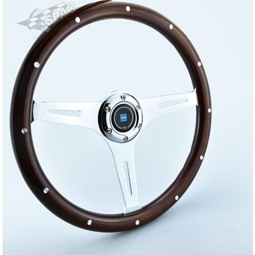 15Inch Classical High Quality Wood Steering Wheel 70MMPCD Chrome Spoke Racing Kart Steering Wheel