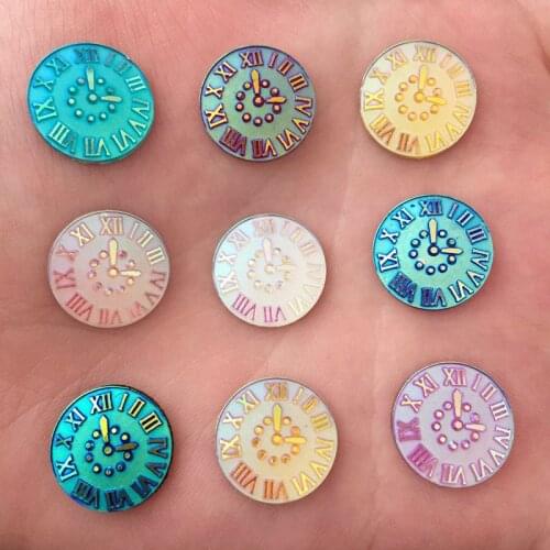 50PCS AB Resin 14mm 3D Clock Flat back rhinestone Wedding Embellishment diy appliques SK33*2