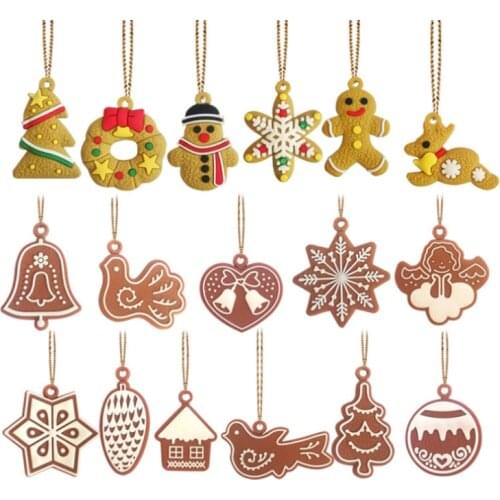 6PCS /Set Gingerbread Man Xmas Ornaments Deer Snowman Christmas Tree Pendant Decoration