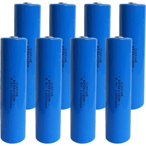 8Pcs ER261020M 261020 14000mAh 3.6V Li-SOCl2 Battery Double C Lithium Batteria CC Size Lisoci2 ER 261020 High Rate Discharge