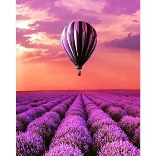 5D DIY Diamond Embroidery Landscape Crafts Diamond Painting Lavender & Hot Air Balloon Mosaic Gifts Full Square Diamond Home
