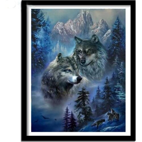 Diy Diamond Painting Full Square Round Diamond Embroidery Wolves Sale Animals 5D Stickers