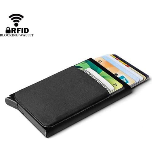 Aluminum Wallet With Elastic Lycra Back Pocket RFID Blocking Mini Metal Credit Card Holder Automatic Pop Up Card Case Coin Purse