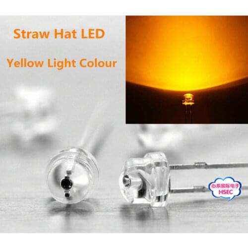 Free shipping 1000pcs 5mm(4.8MM) Straw Hat LED Yellow Light Colour LED diode / 5MM Yellow Colour LED emitting diode