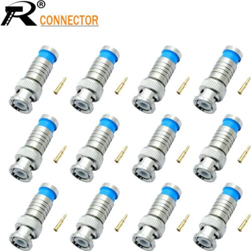 BNC Compression Connector Male Jack Adapter for Coaxial RG59 RG6 Cable Adapter for Security System CCTV Camera Accessories