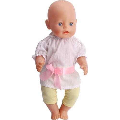 40-43 Cm Boy American Dolls Clothes Simple Yellow Pant Suit Newborn Baby Toys Accessories Fit 18 Inch Girls Doll Gift f57