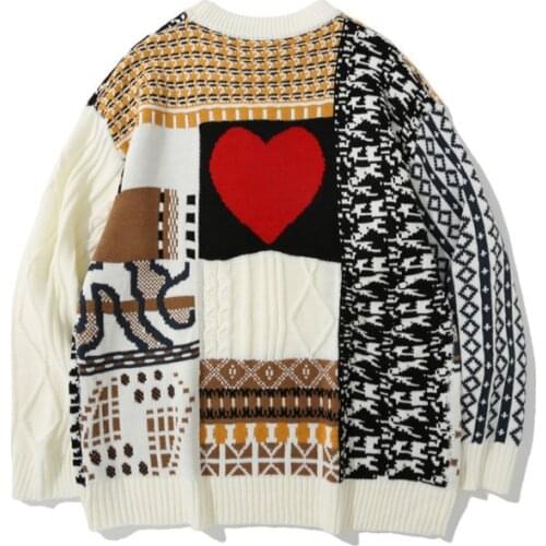 Brand Mens Sweaters Shirt Fashion Love Pattern Jacquard Sweaters Color Contrast Twisted Kintwear Hip Hop Pullover Sweater