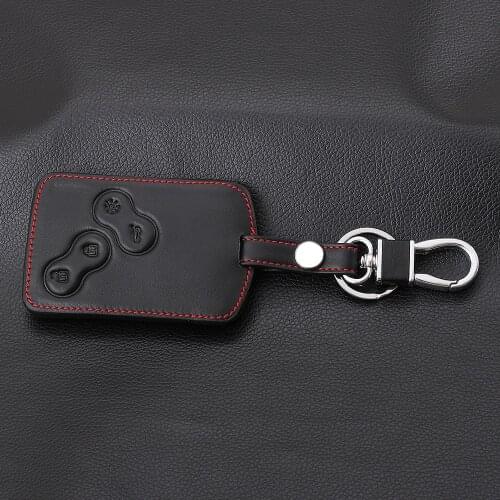 4 Buttons Genuine Leather Car-Styling Key Cover Case Protector For Renault Clio Logan Megane 2 3 Koleos Scenic Card