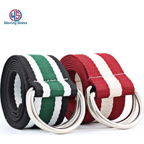 Color Canvas Belt with Double Ring Buckle for Teenage Boys and Girls 130cm Width 3.8cm Women Belt Jeans Accessories