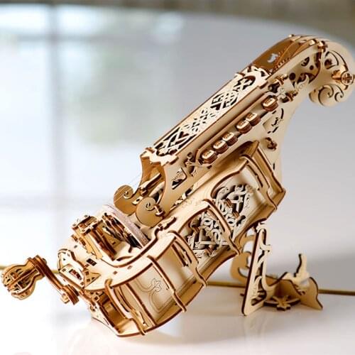 DIY Scrap Wooden Assembles Toy Mechanical Transmission Model Rotating Piano Guitar Puzzle Toys Creative Birthday Gift Toy