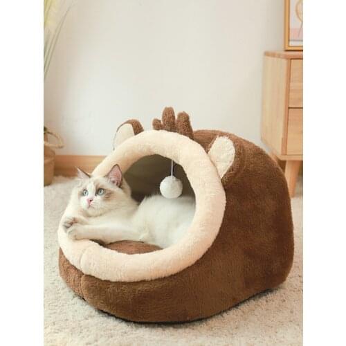Cats nest warm in winter four seasons general net red cat house villa closed dog house deep sleep nest cat products