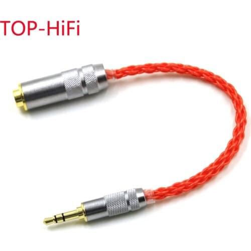 TOP-HiFi UPOCC Silver Plated 4.4mm Balanced Female to 3.5mm Stereo Male Audio Adapter Connector Cable