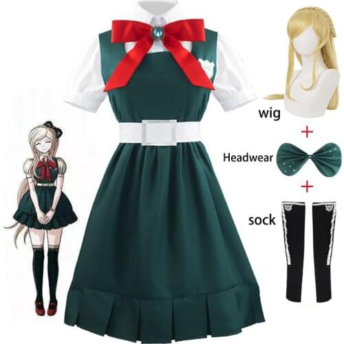 Anime Danganronpa 2 Despair Sonia Nevermind Cospaly Costume Woman JK School Uniform Party Halloween Costume and Wig Full Set