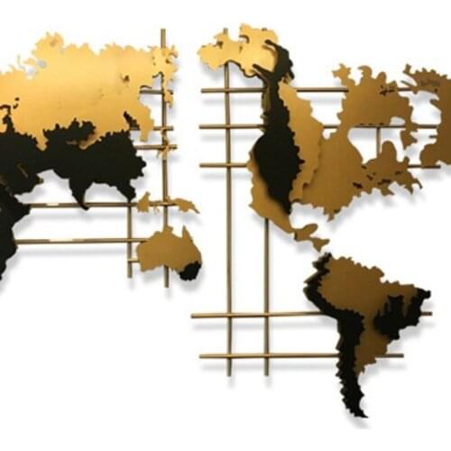 Creative Stereoscopic Wall Mounted Office Company Store Home Decorative Art World Map Metal Wall Decor
