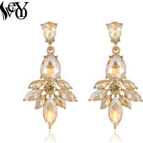 VEYO Trendy Fashion Shiny Crystal Water Drop Earrings Pendant Statement Dangle Earrings Jewelry For Wedding
