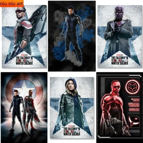 Marvel Falcon and Winter Soldier Full Diamond Embroidery Diamond Mosaic Diamond Painting Cross Stitch Kits Home Decor