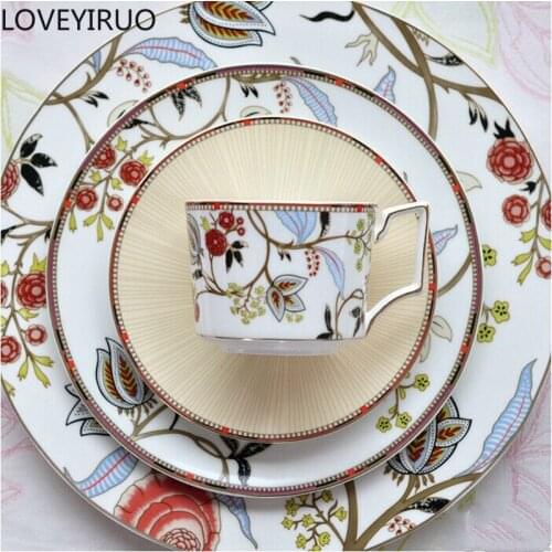 Bone China Cup and Saucer Cutlery Set Western Dinner Plate Coffee Cup Dessert Snack Tableware Housewarming Gifts Household Items