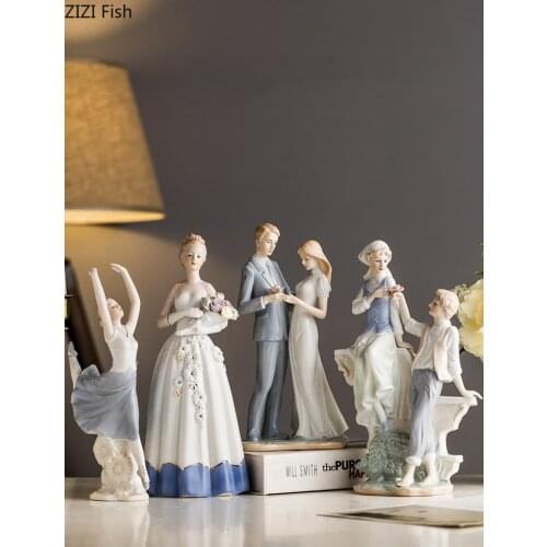 Nordic Creative ceramics character Retro marry Modern home decorations Decorative ornaments Portrait sculpture figurines