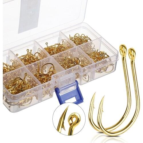 New 100 Pieces of Fishing Stainless Steel Barbed Fish 3#-12# Series Portable Fishing Fishing Accessories Toolbox
