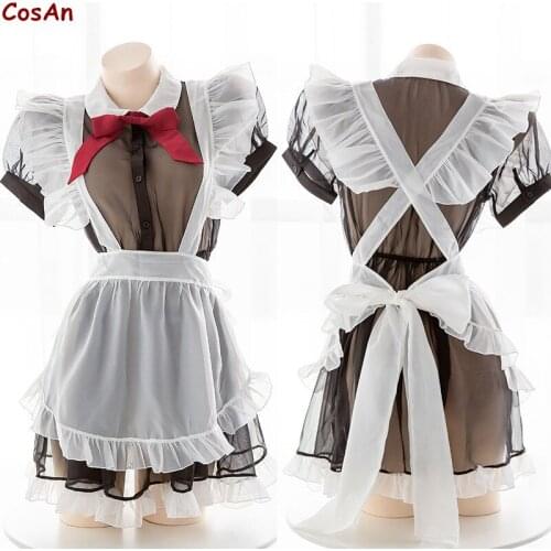 Original Lovely Organza Maid Outfit Cosplay Costume Fashion Apron Black White Elegant Dress Activity Party Role Play Clothing