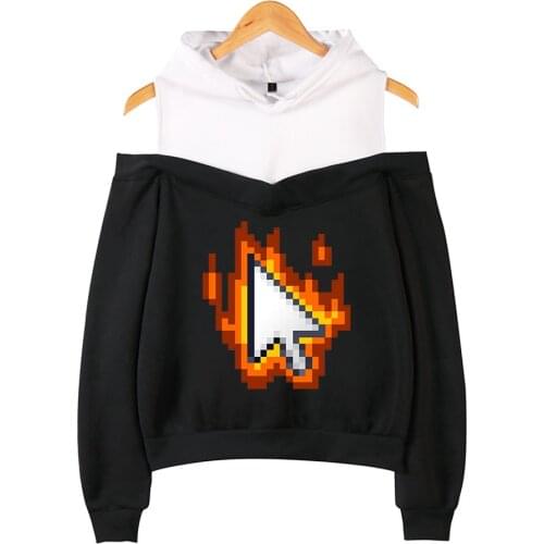 2021 Alan Becker Autumn hooded Loose long-sleeved off-shoulder all-match casual print pattern Harajuku college kawaii Clothes