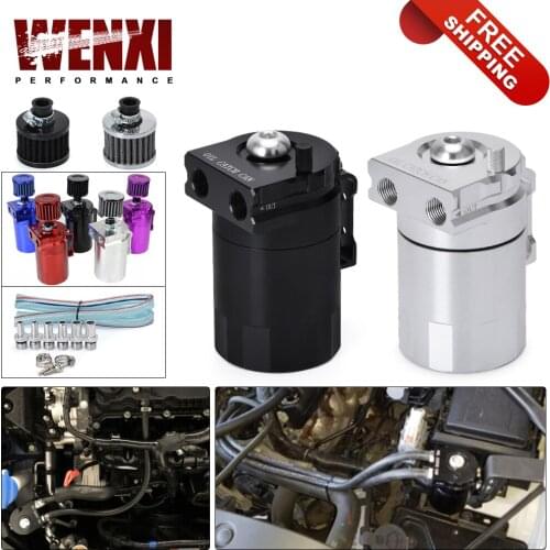Baffled Aluminum Oil Catch Can Reservoir Tank / Oil Tank With Filter Universal Black / silver WX-TK64
