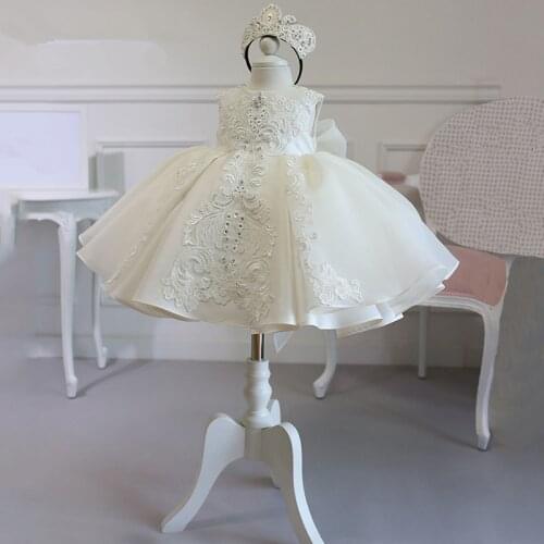 White Tutu Newborn Christening Princess Toddler Birthday Party Children Baptism Baby Girl Clothes Summer Dresses Vestidos 1 Year