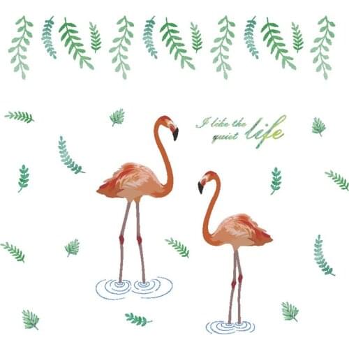 Pvc Waterproof Art Decoration Fresh pastoral romantic Flamingo backdrop for wedding bedroom living room removable wall sticker