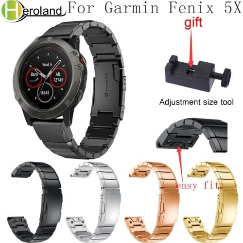 Wristband Stainless Steel Bracelet Quick Replacement easy Fit watchBand For Garmin Fenix 5X GPS/Garmin Fenix 3/3 HR Watch Straps