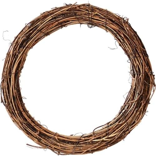 Christmas Natural Dried Rattan Ring Wreath Garland Christmas DIY Craft Door Wall Hanging Pendant Decor