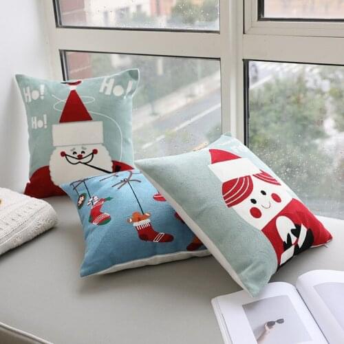 Christmas Day New Year Embroidered Flower Hugging Cotton Cushion Pillowcase Car Model Room Living Room Sofa Cushion Pillowcase