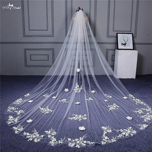 RSV81 Real Pictures Yiaibridal Stock One Layer Flowers Lace Appliques Bridal Veil